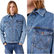 Kurtki męskie - Wrangler Anti Fit Męska Kurtka Jeansowa Logo 2XL - miniaturka - grafika 1