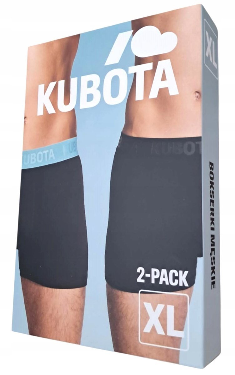 2pak KUBOTA Bokserki męskie majtki bawełniane 2 szt czarne z turkusem XL