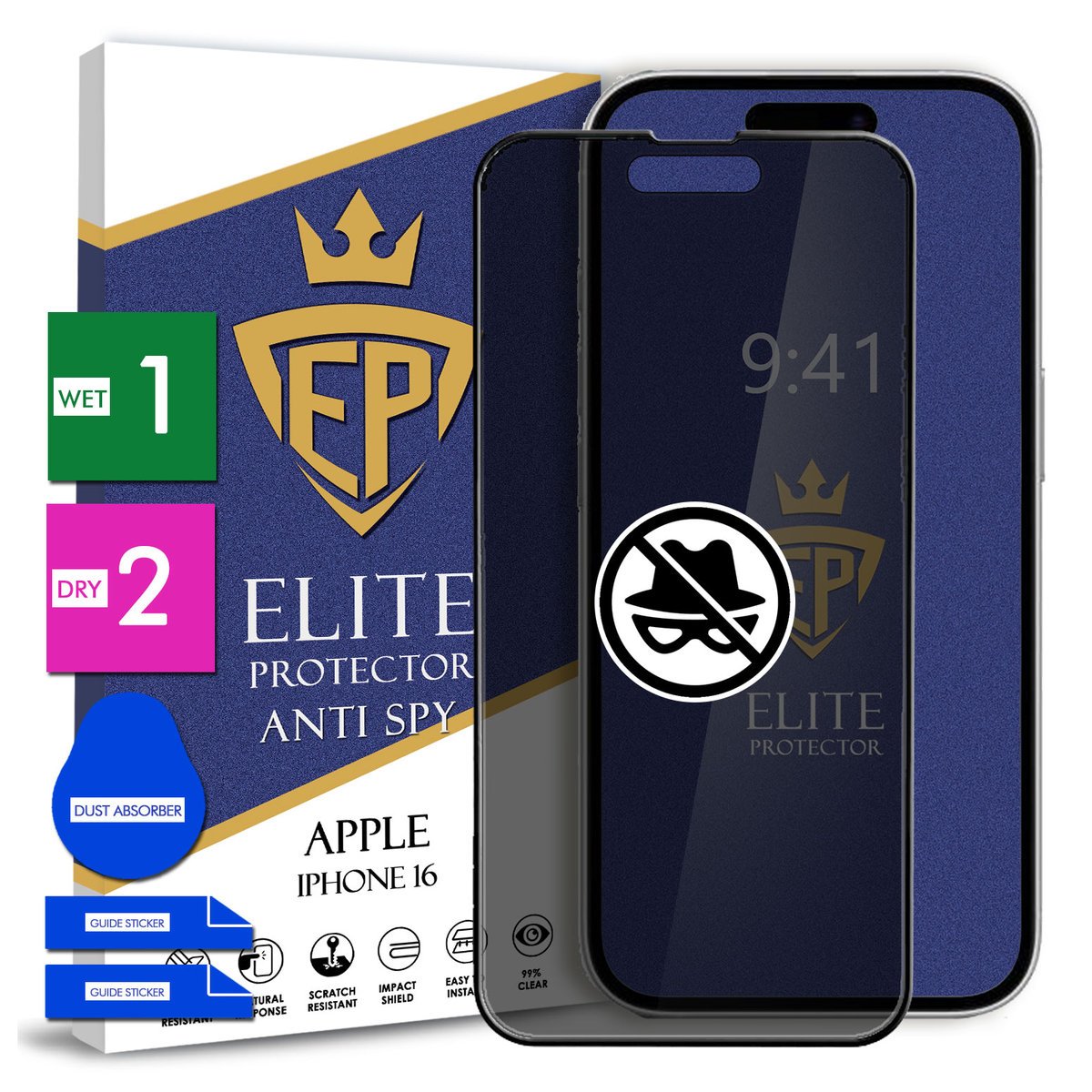 Szkło Prywatyzujące Na Telefon Apple Iphone 16 Hartowane 9H Cały Ekran 5D
