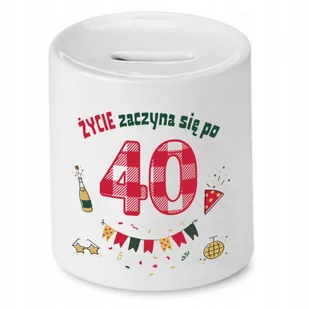 SKARBONKA PREZENT NA URODZINY 40 40te 40-te z Nadrukiem ze Zdjęciem + Opakowanie na prezent (wzór 03) - Skarbonki - miniaturka - grafika 1