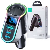 Ładowarki samochodowe - Ładowarka samochodowa USB QC 3.0 2x odbiornik USB-C PD 150W JoyRoom Ładowarka Samochodowa 4w1 RGB LED czarny - miniaturka - grafika 1