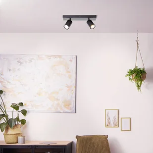 Brilliant Reflektor sufitowy Jello, długość 32 cm, czarny, 2-punktowy, metalowy - Lampy sufitowe - miniaturka - grafika 1