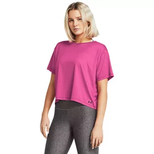 Koszulki sportowe damskie - Damska koszulka treningowa Under Armour Motion SS - różowa - UNDER ARMOUR - grafika 1