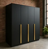 Szafy - Szafa Liza 4-Drzwiowa Otwierana Czarna Złota 200Cm - miniaturka - grafika 1