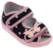 Buty dla dziewczynek - Kapcie na rzepy sandały MOTYL Ola214 wkł. skóra - miniaturka - grafika 1