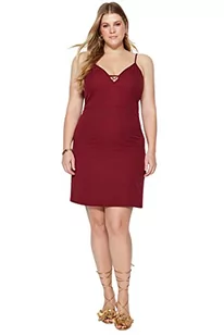 Trendyol Damska sukienka mini skater dopasowana tkana sukienka plus size, bordowa, 44, Burgund, 70 - Sukienki - miniaturka - grafika 1