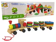 Pociągi dla dzieci - LEANToys Drewniany Pociąg Lokomotywa 2 Wagony Odpinane 9115 - miniaturka - grafika 1