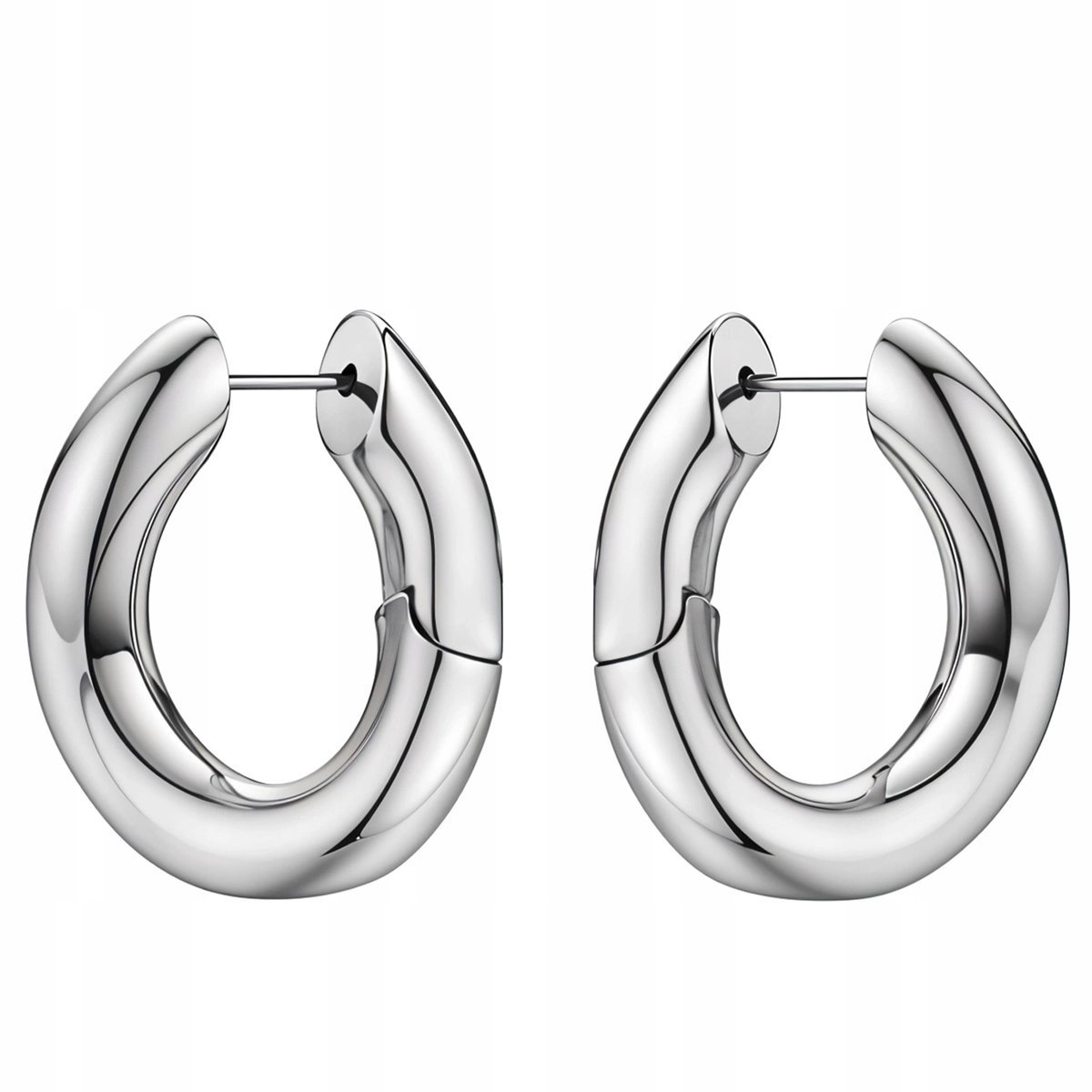 Kolczyki Srebrne Koła Grube Masywne Ogniwo Ze Stali Szlachetnej Sztyft