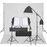 Lampy studyjne - vidaXL Fotograficzny zestaw studyjny z lampami i tłem - miniaturka - grafika 1