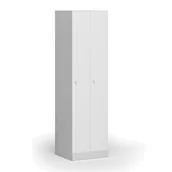 Szafki biurowe - Szafka ubraniowa metalowa, 2 szafki, 1850 x 500 x 500 mm, zamek cylindryczny, drzwi laminowane, biała - miniaturka - grafika 1