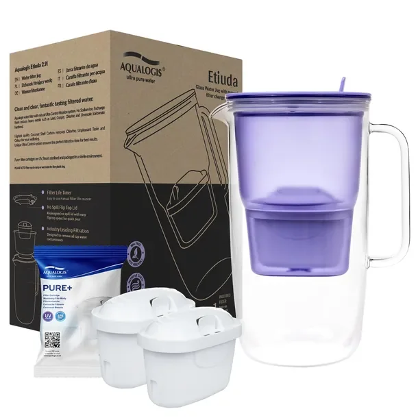 Szklany Dzbanek Filtrujący Etiuda Lawendowy + 2 Wkłady Pure+
