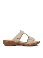 Klapki i japonki damskie - Rieker Klapki CEO-60885-62 Beżowy - miniaturka - grafika 1