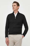 Swetry męskie - Calvin Klein sweter wełniany męski kolor czarny lekki z golferm - miniaturka - grafika 1