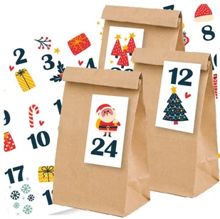 Kalendarz Adwentowy 24 Torebki + Naklejki - Mikołaj - Ozdoby bożonarodzeniowe - miniaturka - grafika 1