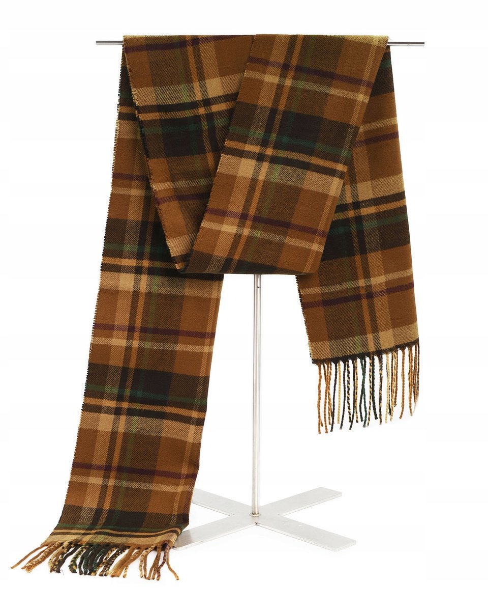 Szal Szalik Męski Zimowy Ciepły Brązowy Karmelowy W Kratkę Pako Jeans