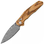 Scyzoryki - Bestech Ronan Damascus Kwasowo trawiony Oliwkowe drewno Naturalne BMK02M - miniaturka - grafika 1