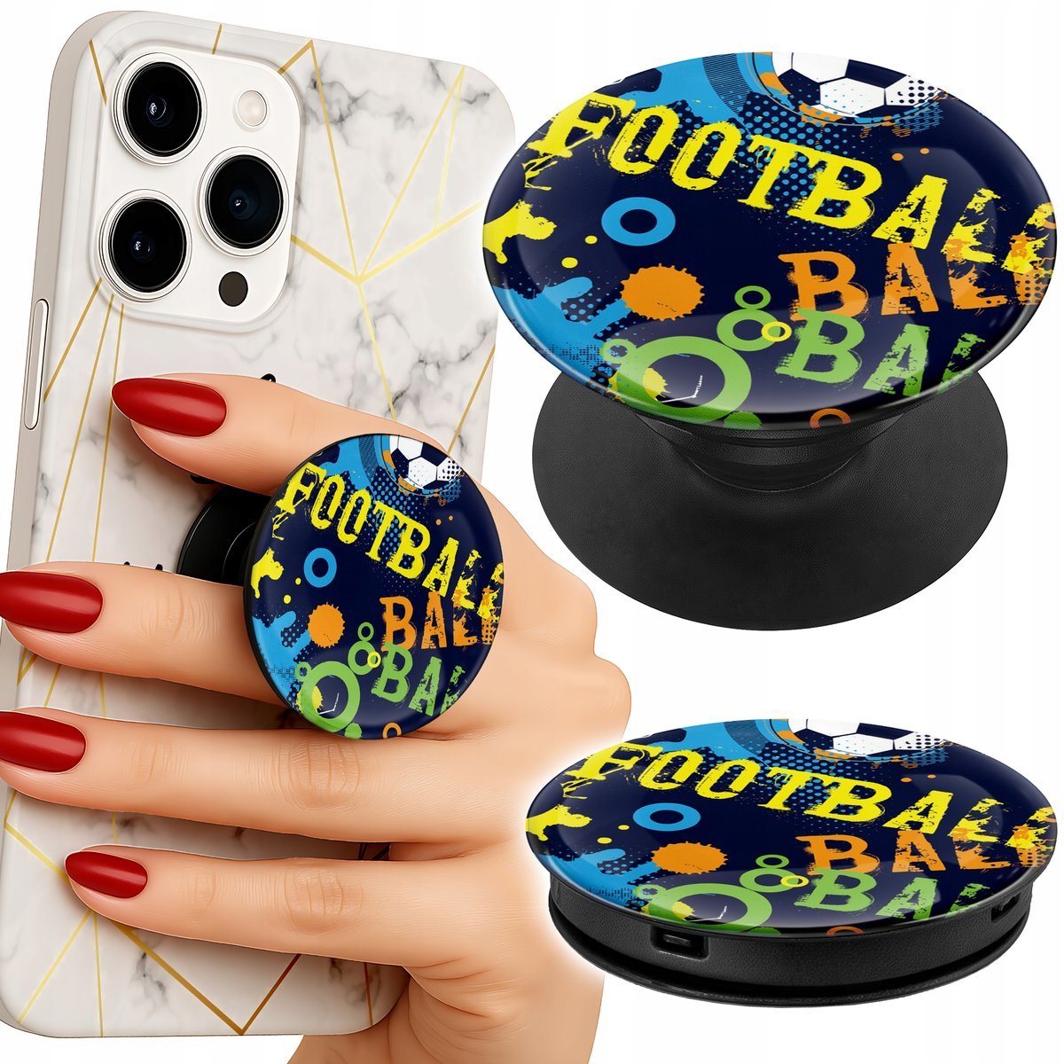 Uchwyt do telefonu Popsocket na palce/stojak PIŁKA NOŻNA, FOOTBALL SPORT