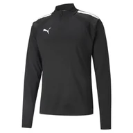 Koszulki sportowe męskie - Męska koszulka piłkarska z zamkiem 1/4 teamLIGA PUMA Black White - miniaturka - grafika 1
