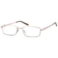 Okulary korekcyjne, oprawki, szkła - Oprawki korekcyjne zerówki okulary prostokątne metalowe 510F różowe złoto - miniaturka - grafika 1