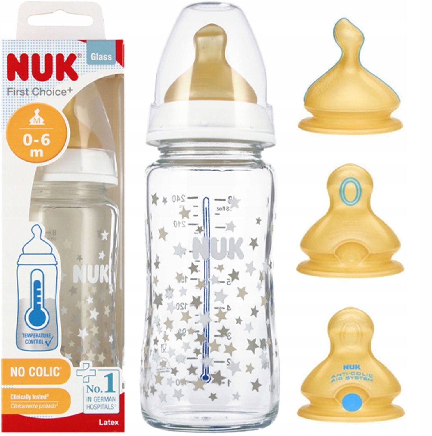 NUK BUTELKA SZKL 240ML SMO 0-6M FC BIA 10745122