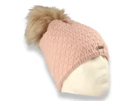 Czapki damskie - Czapka zimowa z pomponem polska produkcja różowa - miniaturka - grafika 1