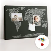 Tablice i flipcharty - Szkolna Tablica korkowa 60x40 cm, Kolorowe Pinezki, wzór Nazwy kontynentów - miniaturka - grafika 1
