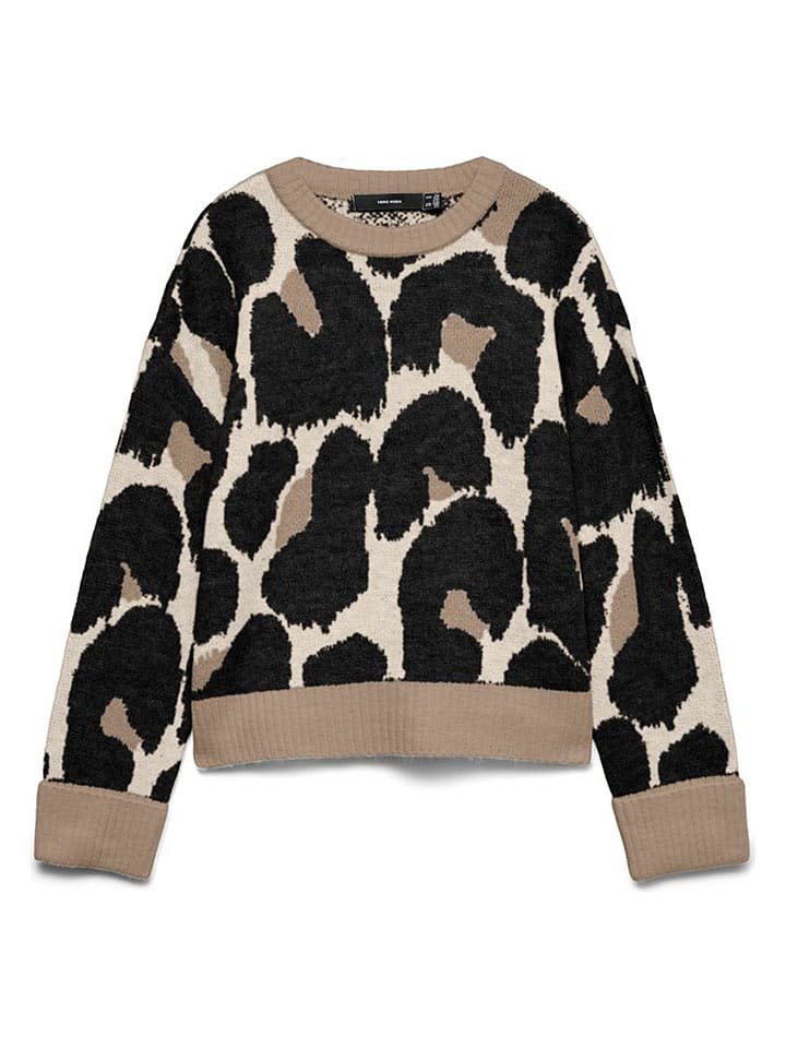 Vero Moda Sweter w kolorze beżowo-czarnym