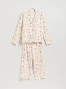 Reserved - Wzorzysta piżama dwuczęściowa - złamana biel - Moda i Uroda OUTLET - miniaturka - grafika 1