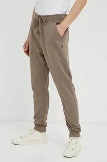 Spodnie męskie - G-Star Raw spodnie dresowe kolor brązowy gładkie - grafika 1