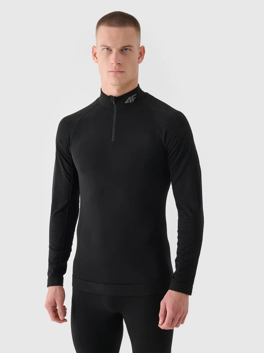 Bielizna termoaktywna bezszwowa z wełną Merino (góra) męska 4F 4FWAW24USEAM197-20S Czarny S/M