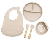 Zestawy naczyń dla dzieci - Zestaw Naczyń Silikonowych Talerzyk Z Trzema Przegródkami [Kolor Jasnoróżowy] - miniaturka - grafika 1