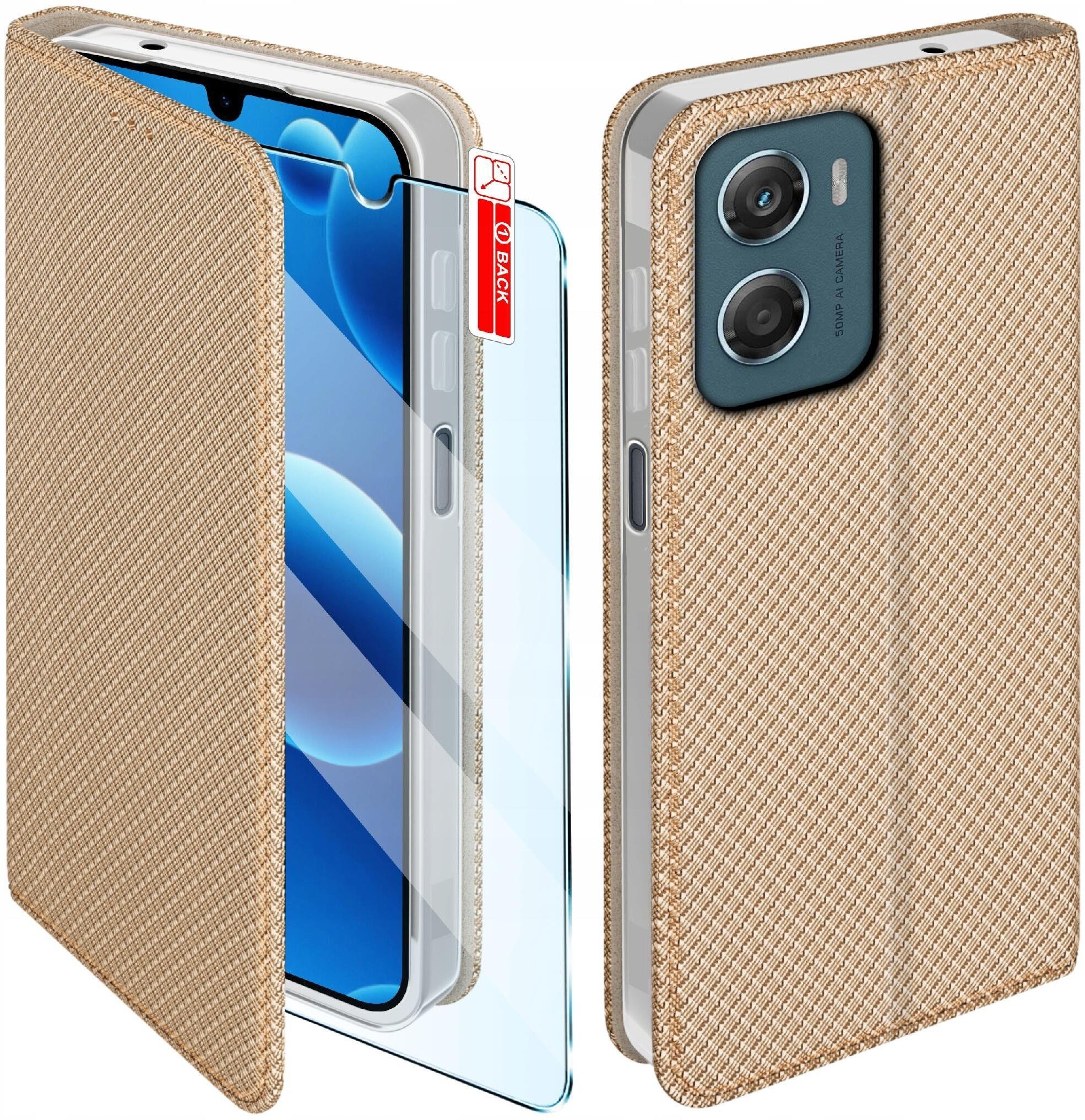 Etui MAGNET do Motorola G06 G06 Power Zamykane Złote Futerał + Szkło