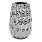 Wazony i flakony - Wazon ceramiczny nowoczesny flakon na kwiaty srebrny 21 cm wysoki glamour - miniaturka - grafika 1