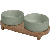 Miski dla psów - WIĘCEJ Ceramiczny stojak na dwie miski Premier szary - miniaturka - grafika 1