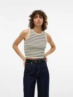 Koszulki i topy damskie - Vero Moda Top "Ginny" w kolorze kremowo-czarnym - miniaturka - grafika 1