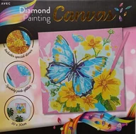 Zabawki kreatywne - Avec Canvas Płótno do malowania diamentami z brokatem 30x30cm MOTYL - miniaturka - grafika 1