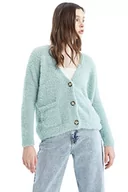 Swetry damskie - DeFacto Kardigan normalny krój dla kobiet kardigan na topy damski (miętowy, L), miętowy, L - miniaturka - grafika 1