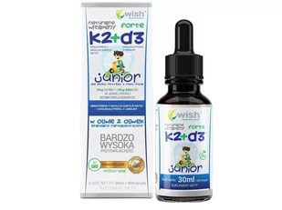 WISH WISH Naturalne Witaminy K2+D3 Forte Junior 30ml - Witaminy i minerały - miniaturka - grafika 1