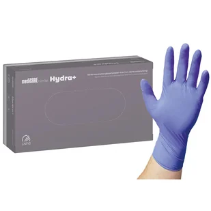 MediCare Nitrile Hydra+, rękawice nitrylowe, niejałowe, bezpudrowe, niebieskie, rozmiar S, 100 sztuk - Rękawiczki jednorazowe - miniaturka - grafika 1