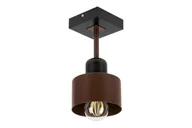 Lampy sufitowe - Brązowo-czarna lampa sufitowa, jednopunktowy spot DBR10x10SC z drewna i metalu E27 - miniaturka - grafika 1