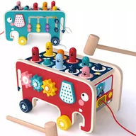 Sortery dla dzieci - Wbijak Przebijak Drewniany Słoń Autobus Jhtoy-523 - miniaturka - grafika 1