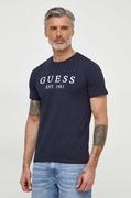 Koszulki męskie - Guess t-shirt męski kolor granatowy z nadrukiem - miniaturka - grafika 1
