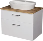 Szafki łazienkowe - Szafka łazienkowa wisząca z umywalką nablatową 80 cm SETTO MODULO kolor biały połysk - miniaturka - grafika 1