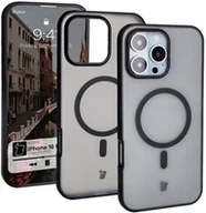 Etui i futerały do telefonów - Bizon Etui z pierścieniem magnetycznym Case MatteO do iPhone 16 Pro Max, półprzezroczyste z czarną ramką - miniaturka - grafika 1