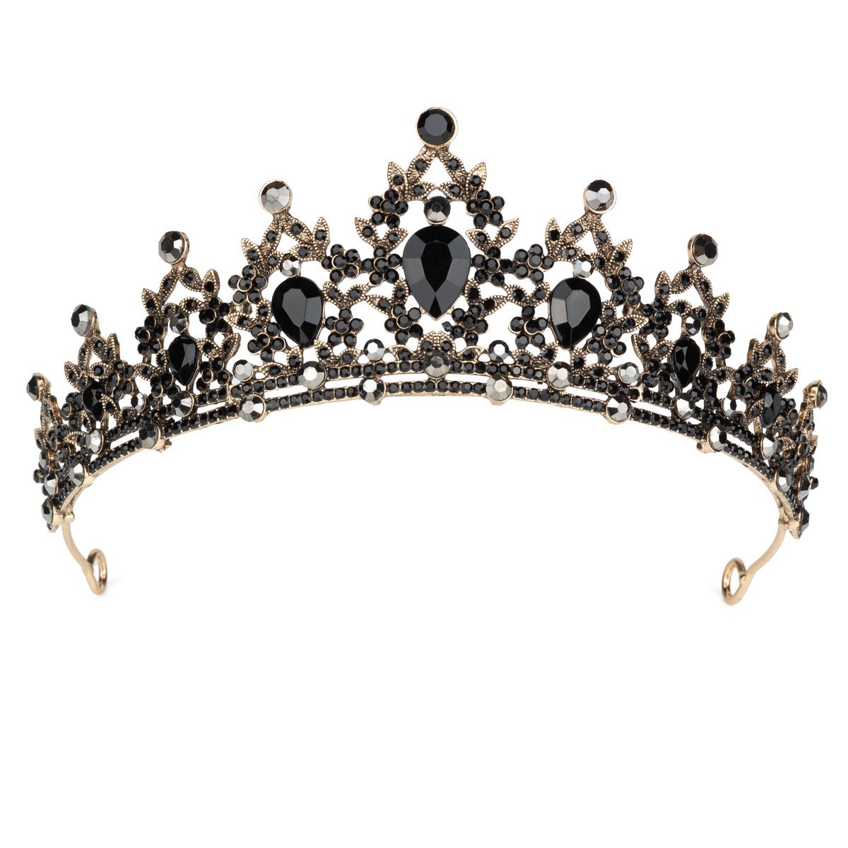 DIADEM Korona Tiara MISS GLOW Wieczorowy CZARNE cyrkonie KRYSZTAŁY