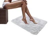 Dywaniki łazienkowe - Dywanik Łazienkowy Pluszowy Antypoślizgowy Srebrny 80x150cm - miniaturka - grafika 1