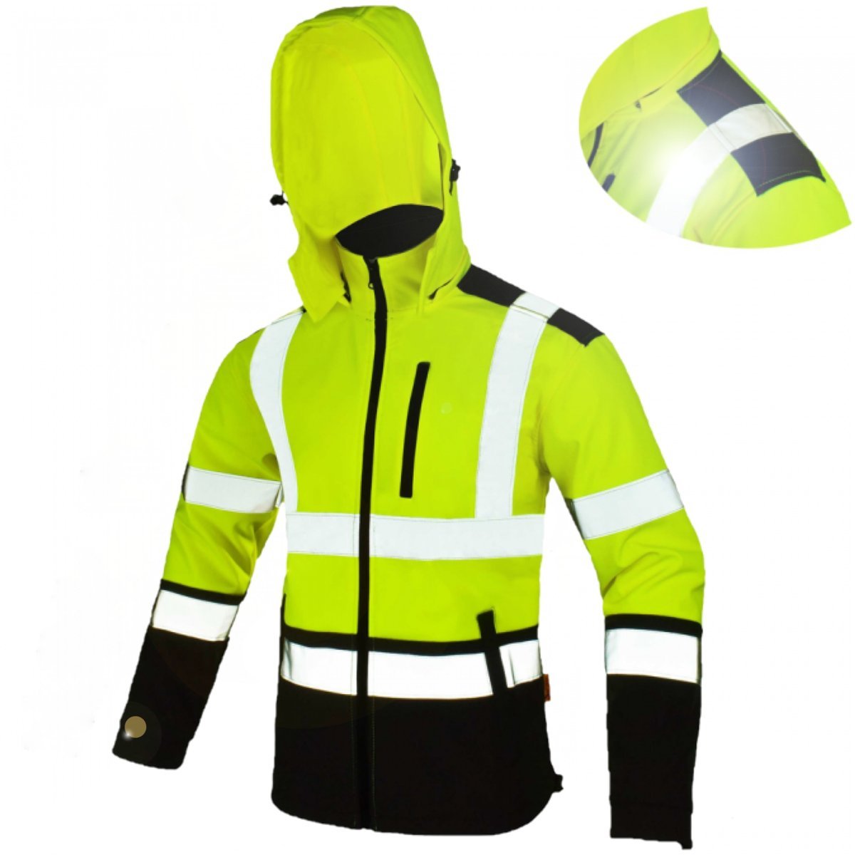 Kurtka robocza Softshell odblaskowa ostrzegawcza wodoodporna z kapturem 3XL