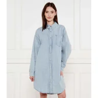 Sukienki - Calvin Klein Jeans Jeansowa sukienka z dodatkiem lnu - miniaturka - grafika 1