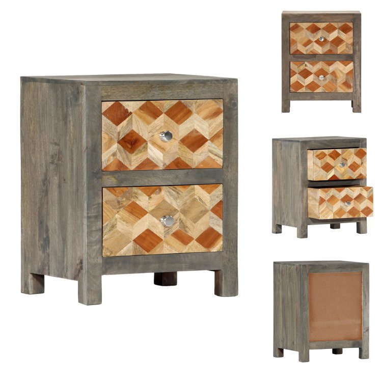 vidaXL Szafka nocna szara 40x30x50 cm lite drewno mango - Szafki nocne