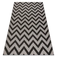 Dywany - DYWAN SZNURKOWY SIZAL FLOORLUX 20340 silver / black ZYGZAK szary 240x330 cm - miniaturka - grafika 1